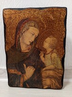Gyönyörű Ikon Arezzóból: Szűz Mária és Gyermek Jézus, 24 cm magas