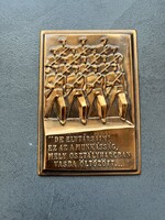Szocreál bronzplakett - Kiss Nagy András, 1977, MUNKÁSŐRSÉG vörösréz plakett