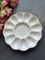 Gyönyörű fehér mázas tojáskínáló tál - 12 szeletes