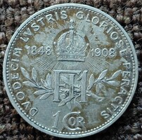 Osztrák  Jubileumi 1 korona 1848-1908 . Ag ezüst