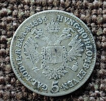 Osztrák  V. Ferdinánd . 5 krajcár 1836 A  . Ag ezüst