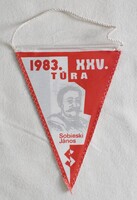 XXV. Sobieski János Túra 1983 , dunai vízi emléktúra zászló , reklám , emlék tárgy , utazás