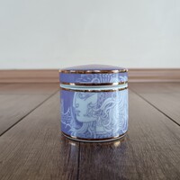 Régi Hollóházi Szász Endre porcelán tégely