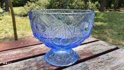 Barolac Josef Inwald cseresznye mintás kék üveg talpas kínáló tál asztalközép ár darabár