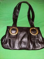 Vagány bőr nagy rézcsatos női 3 teres cipzáras váll / kézitáska 33 x 18 x 12 cm a képek szerint