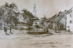Jules Flandrin (1871–1947) SZÖKŐKÚT FRANCIA KISVÁROSBAN 1909