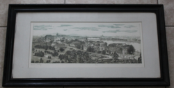 Blahos Rudolf színezett rézkarc - "Buda látkép" (Budapest)