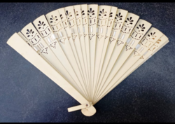 Vintage folding ,handheld ,floral openwork 18-panel celluloid  fan  1930s
