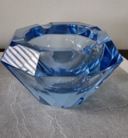 Vintage cseh Moser/Moser jellegű csiszolt kristály hamutartó, hamuzó, dísztárgy