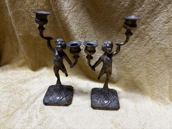 Bronz putto gyertyatartó pár