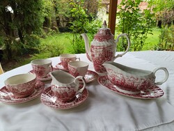 British Anchor Olde Country Castles pink 14 darabból álló teás, mártásos készlet