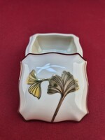 Zsolnay ősz mintás, Ginkó bilobás 7,5 x 7,5 cm-es bonbonier.
