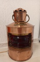 Holland Réz Hajólámpa, "Stuurboord"  Ritka és autentikus, 20. század közepéről származik,30 cm magas