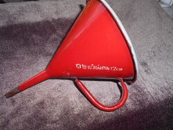 Antik piros zománccal felíratos köbányai tölcsér