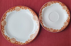 CP Lettin német porcelán reggeliző tányérpár csészealj kistányér süteményes tányér