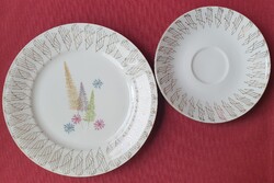 Porcelán reggeliző tányérpár csészealj kistányér süteményes tányér