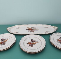 Sandwich Plate porcelain set with pheasants motifs by Zsolnay