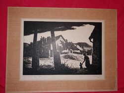 Varsányi Pál (1902 - 1990) Alkotása : Nagymarosi utca alumínium metszet keret nélkúl a képek szerint