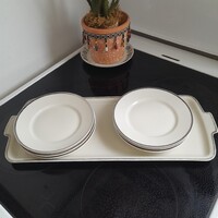 Zsolnay pajzspecsétes ezüstözött szélű 6 személyes szendvicses készlet