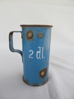 Budafoki zománcos 2 dl-es mérőpohár régi nosztalgia darab parasztházi dekoráció - sérült