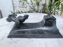 Antik szecessziós ón Tintatartó kalamàris madàr szoborral,szép finom kidolgozás