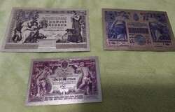 Ezüsttel bevont 1902-es Osztrák-Magyar KORONA, plasztik bankjegyek (REPLIKA!) aranyozott bankjegy