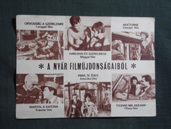 Képeslap,MOKÉP,mozi,Nyári filmajánló,Harlekin és szerelmese,Nocturne,Tegnap Ma Holnap,1966-