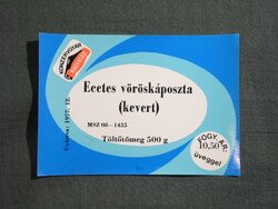 Konzerv befőtt címke,Magyar konzervgyár,Nagyatád ecetes vöröskáposzta konzerv