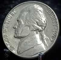 Amerikai Egyesült Államok 5 cent, 1963 Jefferson Nickel Verdejel "D" - Denver A12F3