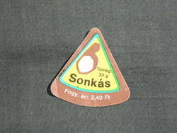 Sajt címke,Budapest,Pécs tejüzem,Sonkás ömlesztett sajt, 2.40 Ft-