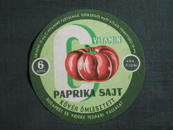 Sajt címke,Budapest és vidéke tejüzem,Paprika kövér ömlesztett sajt,10.80 Ft-