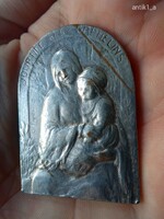 Franciaország Háborús árvák napja 1914 1915-1916 ezüstözött plakett. I.VH. I. világháború. 1916.