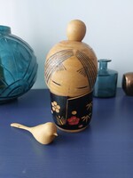 Japán kokeshi baba, Sato Suigai, eredeti, jelzett