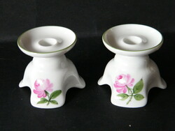 Augarten bécsi rózsás porcelán gyertyatartó pár