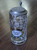 Üveg korsó ón fedeles