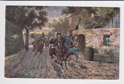 I.vh katonai képeslap "Lovasőrs veszélyben"