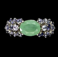 57 es Valodi Tanzanit Smaragd 925 Ezust Gyürű