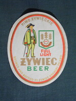 Sör címke,Lengyelország,ETYKIETA,ŻYWIEC,PIWO ŻYWIECKIE,SPECIAL ŻYWIEC BEER,FULL LIGHT