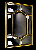 ANTIQUE COPPER WINDOW WITH CHISELED GLASS INSERTS