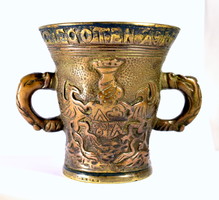 1615 korabeli BAROKK CÍMERES BRONZ MOZSÁR