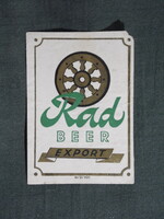 Sör címke,Anglia,Rad Beer export sör,  -kis méret-