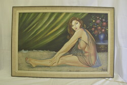 Retro női akt kép - jelzett festmény