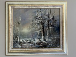 FÜRST JÓZSEF téli  tájkép 60x50 cm olaj festmény