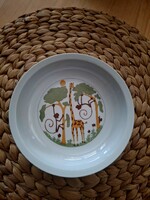 Retró Alföldi porcelán zsiráfos-majmos tányér