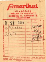 Számolócédula: Amerikai divatház, Budapest.