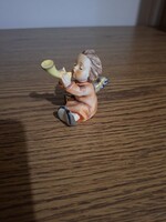 Hummel Goebel porcelán angyal figura kürttel. Jelzett. Sérült.