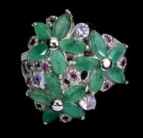 57 es Valodi Tanzanit Smaragd 925 Ezust Gyürű