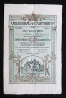 Császári Jubileumi Városi Színház részjegy 100 gulden 1898 - Bécs - Volksoper
