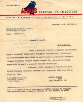 Régi levél: ALBUS szappan és olajgyár. Budapest.