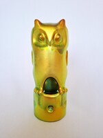 Zsolnay Arany Eozin Art-Deco Cső Bagoly (25.223.)